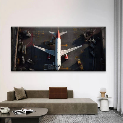 Aerial Photography Airport Wall Art Canvas Office Home Room Framed 120x60cm
