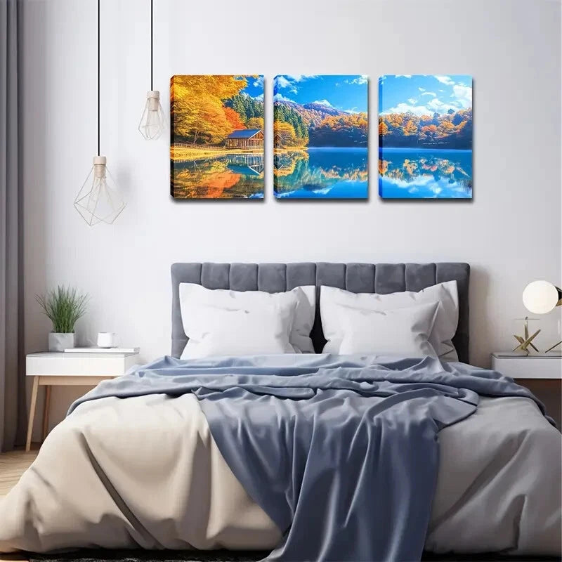 3pcs Peaceful Reflections Of Nature Perfect Wall Art Set Canvas Framed 40x60cm - High Quality Print 100% Australian Made Wall Canvas Ready to Hang - Bella Home Decor