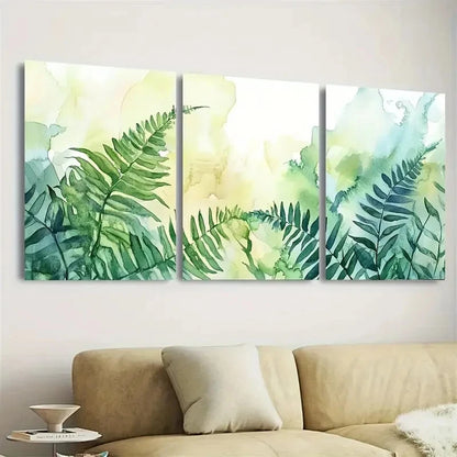 3pcs Fern Floral Wall Art Set Canvas Framed 40x60cm - High Quality Print 100% Australian Made Wall Canvas Ready to Hang