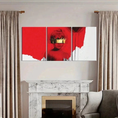 3pcs Abstract Child with Gold Crown Wall Art Set Canvas Framed 40x60cm - High Quality Print 100% Australian Made Wall Canvas Ready to Hang - Bella Home Decor