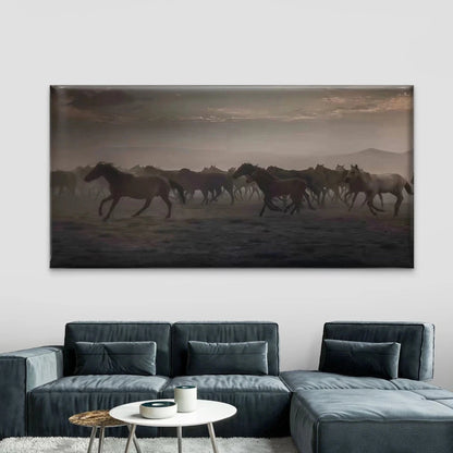 Classic Galloping Horses Wall Art Canvas Office Home Room Framed 120x60cm