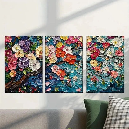 3pcs Colorful Flowers Watercolor Style Wall Art Set Canvas Framed 50x70cm - High Quality Print 100% Australian Made Wall Canvas Ready to Hang - Bella Home Decor