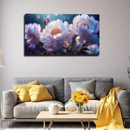 Vibrant Pink & Blue Blooms Wall Art canvas office home room framed 120x60cm - Bella Home Decor