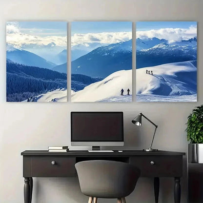 3pcs Snowy Mountain & Forest Landscape Perfect Wall Art Set Canvas Framed 50x70cm - High Quality Print 100% Australian Made Wall Canvas Ready to Hang