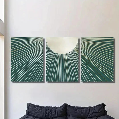 3pcs Bohemian Style Abstract Teal Lines Wall Art Canvas Unframed - High Quality Print 100% Australian Made Wall Canvas - Bella Home Decor