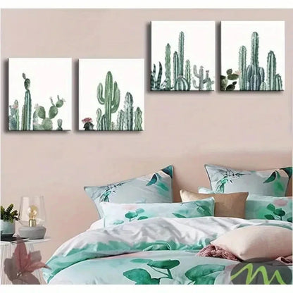 4pcs Mint Green  Wall Art Canvas Framed