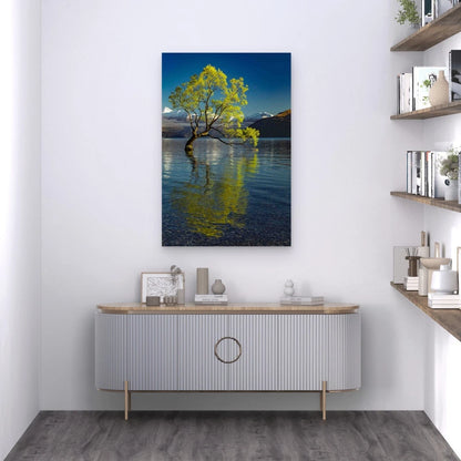 Lonely Tree Lake Wanaka Snowy Buchanan Peaks 60x90cm Metal Print Ready to Hang