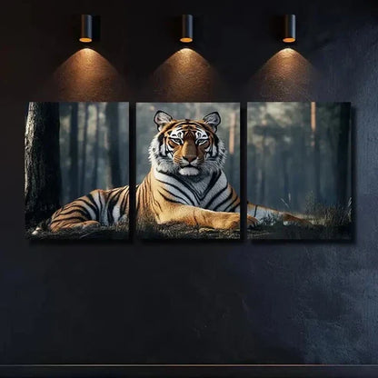 3pcs Tiger in Ancient Forest Mural Decor  Wall Art Set Canvas Unframed - High Quality Print 100% Australian Made Wall Canvas