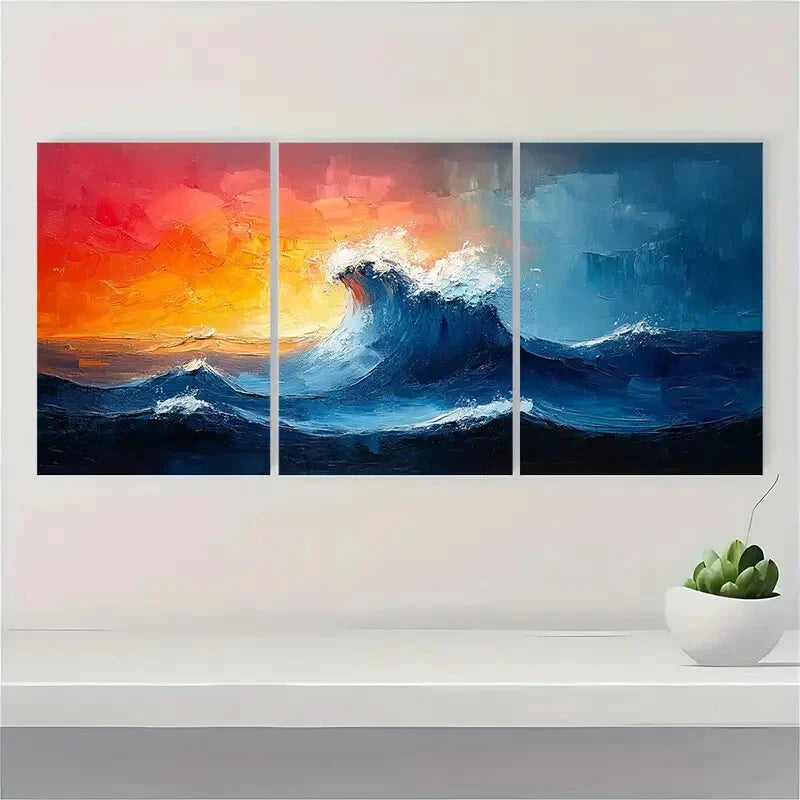 3pcs Abstract color painting Abstract Metal Print Ready to Hang Art - Bella Home Decor