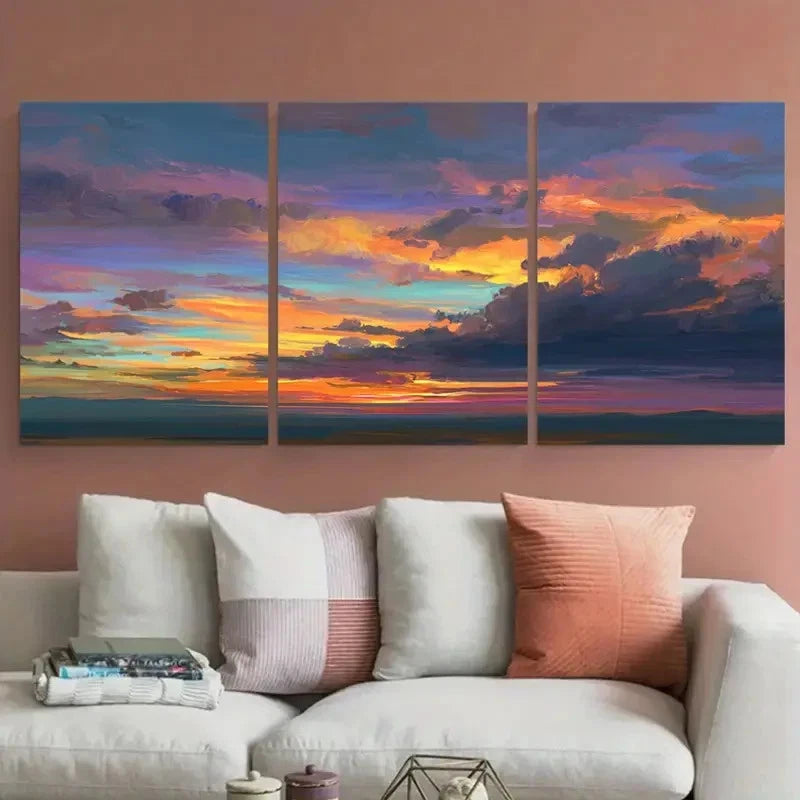 3pcs Serene Sunset Romantic Scene Prefect Wall Art Set Canvas Framed 40x60cm - High Quality Print 100% Australian Made Wall Canvas Ready to Hang