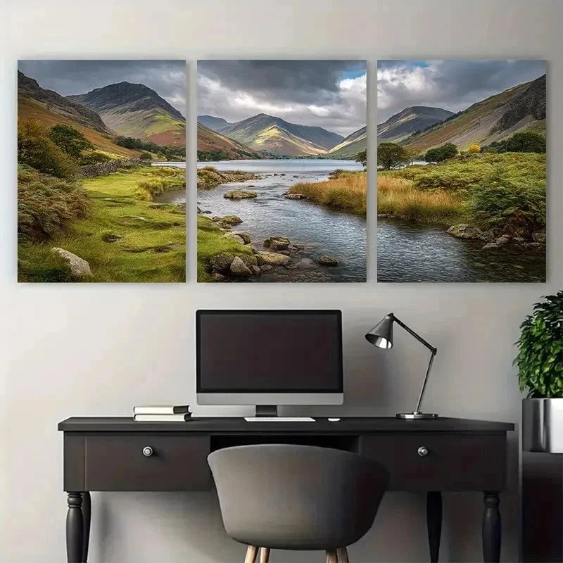 3pcs Wasdale Head Wastwater Surrounding Perfect Wall Art Set Canvas Framed 50x70cm - High Quality Print 100% Australian Made Wall Canvas Ready to Hang
