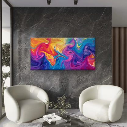 Psychedelic Swirl Rainbow Color Wall Art Canvas Office Home Room Framed 120x60cm