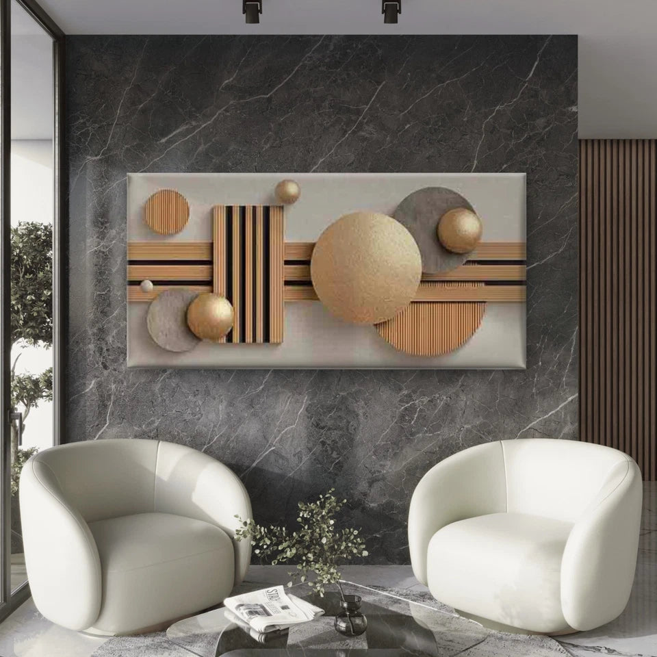 Abstract Geometric Designs Wall Art Canvas Office Home Room Framed 120x60cm - Bella Home Decor