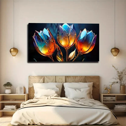 Vibrant Tulip Flowers Unique Wall Art Canvas Office Home Room Framed 120x60cm