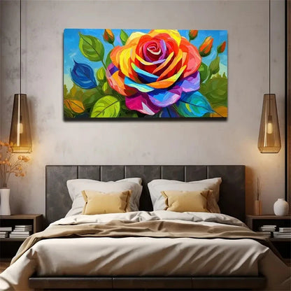 Rose Beautifully Made Wall Art Canvas Office Home Room Framed 120x60cm