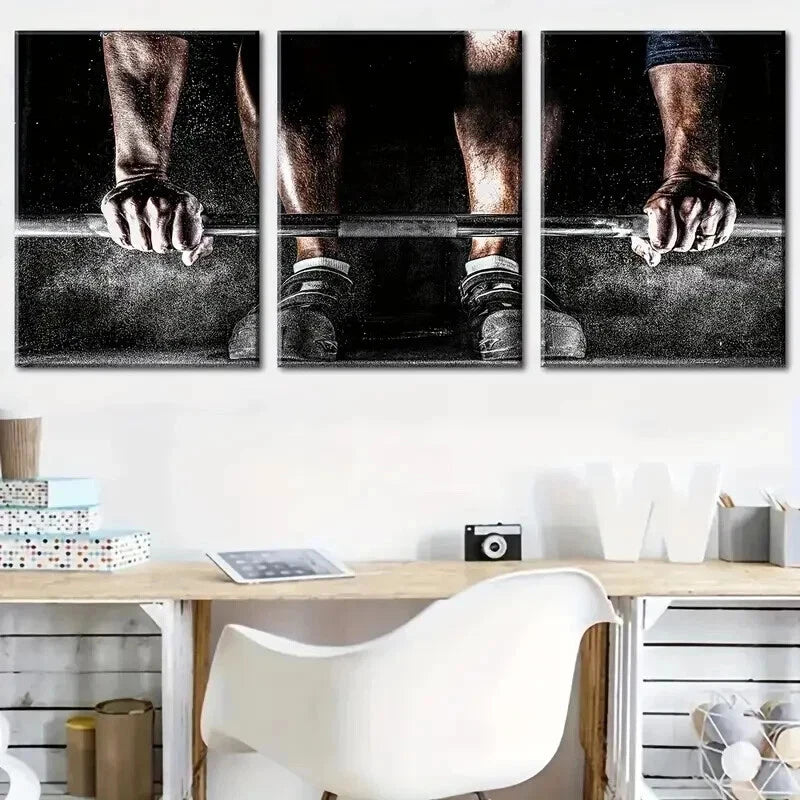 3pcs Gym Motivation Weightlifting & Dumb Perfect Wall Art Set Canvas Framed 50x70cm - High Quality Print 100% Australian Made Wall Canvas Ready to Hang - Bella Home Decor