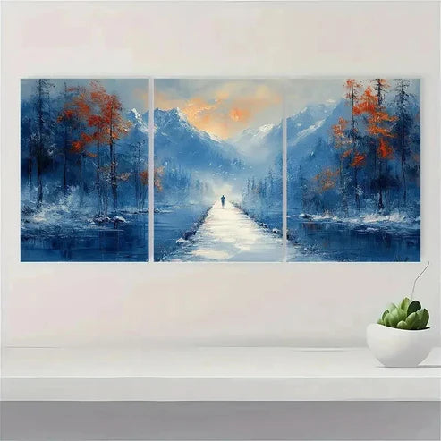 3pcs Forest Snow Scene Landscape  Wall Art Canvas Unframed - High Quality Print 100% Australian Made Wall Canvas - Bella Home Decor