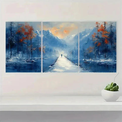 3pcs Forest Snow Scene Landscape  Wall Art Canvas Unframed - High Quality Print 100% Australian Made Wall Canvas - Bella Home Decor