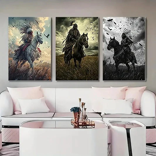 33pcs Tribal Leaders on Horseback Wall Art Canvas Framed 60x90cm - High Quality Print 100% Australian Made Wall Canvas Ready to Hang
