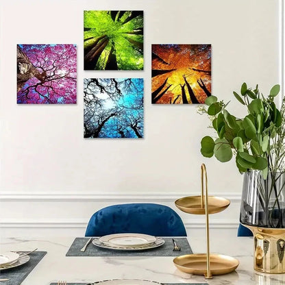 4pcs Artwork Framed for Bathroom Home Office Wall Art Canvas Framed