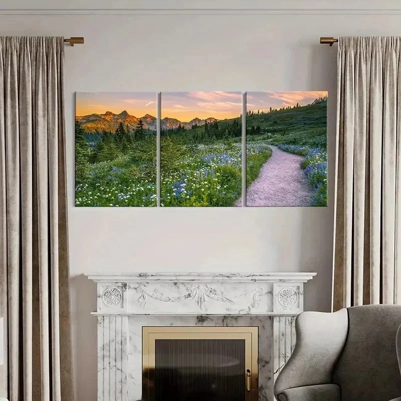 3pcs Vibrant Nature Landscape Art with Sunset Wall Art Set Canvas Framed 60x90cm - High Quality Print 100% Australian Made Wall Canvas Ready to Hang