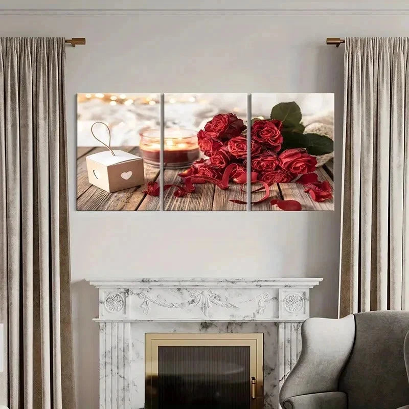 3pcs Aromatherapy Rose Flower Painting Wall Art Set Canvas Framed 50x70cm - High Quality Print 100% Australian Made Wall Canvas Ready to Hang - Bella Home Decor