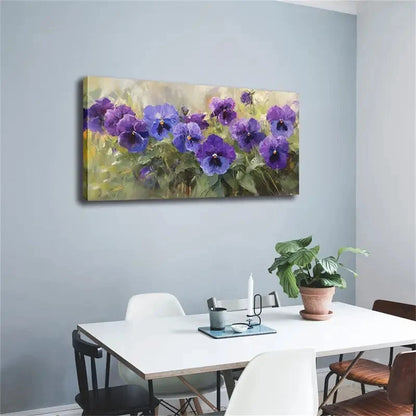 Modern Minimalist Purpcle Floral Wall Art Canvas Office Home Room Framed 120x60cm - Bella Home Decor