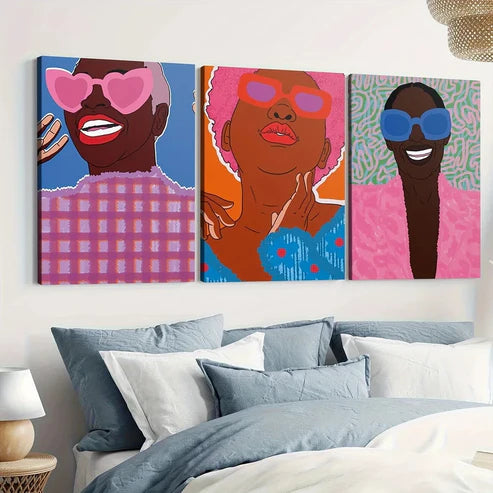 3pcs Charming People Elegant Ladies Sun Glass Wall Art Set Wall Art Canvas Unframed – High Quality Print 100% Australian Made Wall Canvas - Bella Home Decor