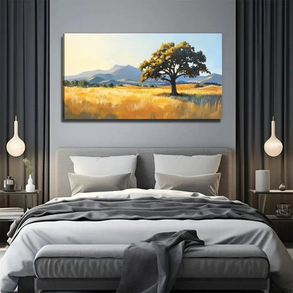 A Tree On The Grassland Wall Art Canvas Office Home Room Framed 120x60cm