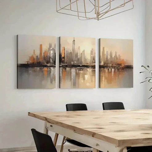 3pcs Abstract Modern Cityscape Decor Wall Art Canvas Unframed - High Quality Print 100% Australian Made Wall Canvas - Bella Home Decor