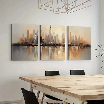 3pcs Abstract Modern Cityscape Decor Wall Art Canvas Unframed - High Quality Print 100% Australian Made Wall Canvas - Bella Home Decor