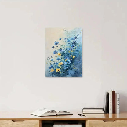 Beautiful Blue Wildflowers Watercolor Spring Painting 40x60cm Metal Print Ready to Hang