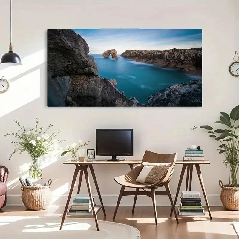 Stunning Sea Cliffs & Ocean Vie Wall Art Canvas Office Home Room Framed 120x60cm