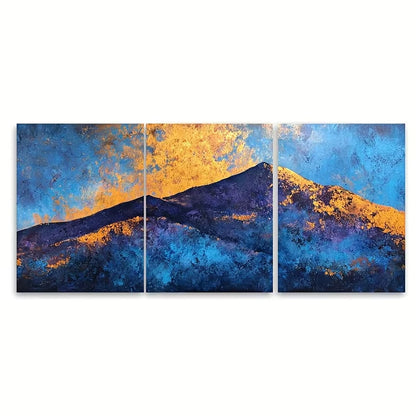3pcs Abstract Golden Mountain   Wall Art Set Canvas Framed 60x90cm - High Quality Print 100% Australian Made Wall Canvas Ready to Hang - Bella Home Decor