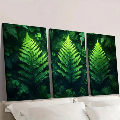 3pcs Vintage Botanical Moody Gothic Green Wall Art Set Canvas Framed 50x70cm - High Quality Print 100% Australian Made Wall Canvas Ready to Hang