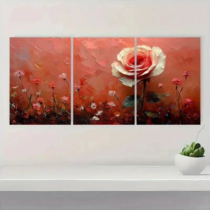 3pcs Small White Rose Artwork  TR Wall Art Set Canvas Framed 40x60cm - High Quality Print 100% Australian Made Wall Canvas Ready to Hang