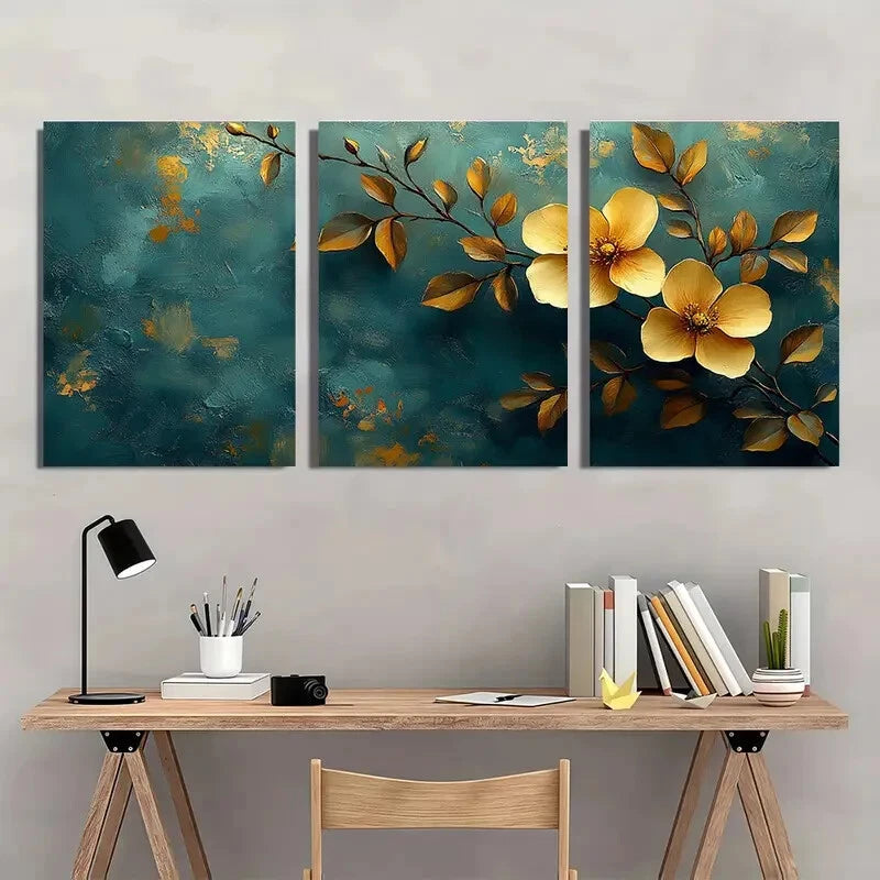 3pcs Vintage Green Botanical Floral Perfect Wall Art Set Canvas Framed 40x60cm - High Quality Print 100% Australian Made Wall Canvas Ready to Hang - Bella Home Decor