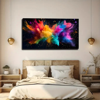 Watercolor Collision Colors Wall Art Canvas Office Home Room Framed 120x60cm