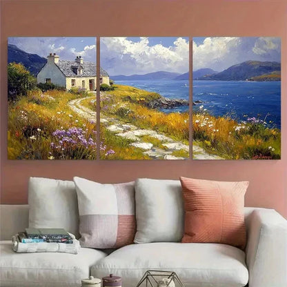 3pcs Ring Of Kerry Painting Ireland Stun Perfect Wall Art Set Canvas Unframed - High Quality Print 100% Australian Made Wall Canvas