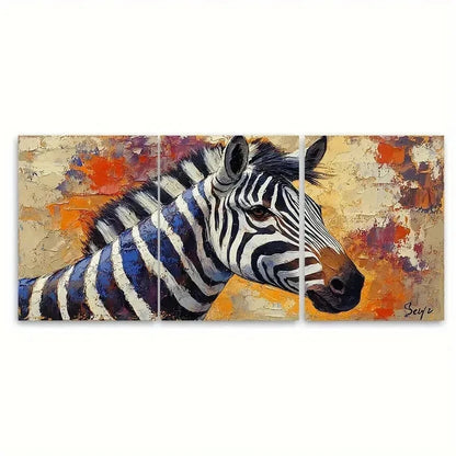 3pcs Zebra Painting Wild Animals KI Wall Art Set Canvas Framed 40x60cm - High Quality Print 100% Australian Made Wall Canvas Ready to Hang - Bella Home Decor