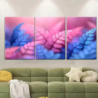 3pcs Minimalist Tropical Pink and Blue Leaf Wall Art Set Canvas Framed 60x90cm - High Quality Print 100% Australian Made Wall Canvas Ready to Hang