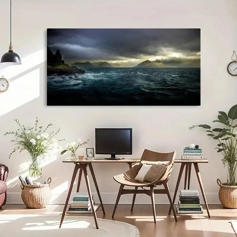 Majestic Mountain Reflections Wall Art Canvas Office Home Room Framed 120x60cm