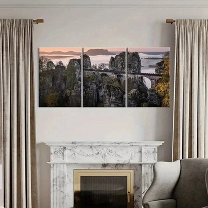 3pcs Boulder Mountain Peak Modern  Wall Art Set Canvas Framed 50x70cm - High Quality Print 100% Australian Made Wall Canvas Ready to Hang - Bella Home Decor