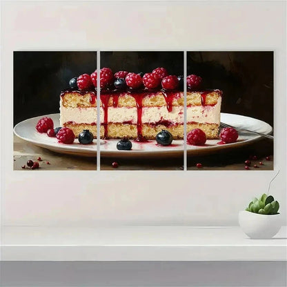 3pcs Cake Dessert Food Delicious Perfect Wall Art Set Canvas Framed 50x70cm - High Quality Print 100% Australian Made Wall Canvas Ready to Hang - Bella Home Decor
