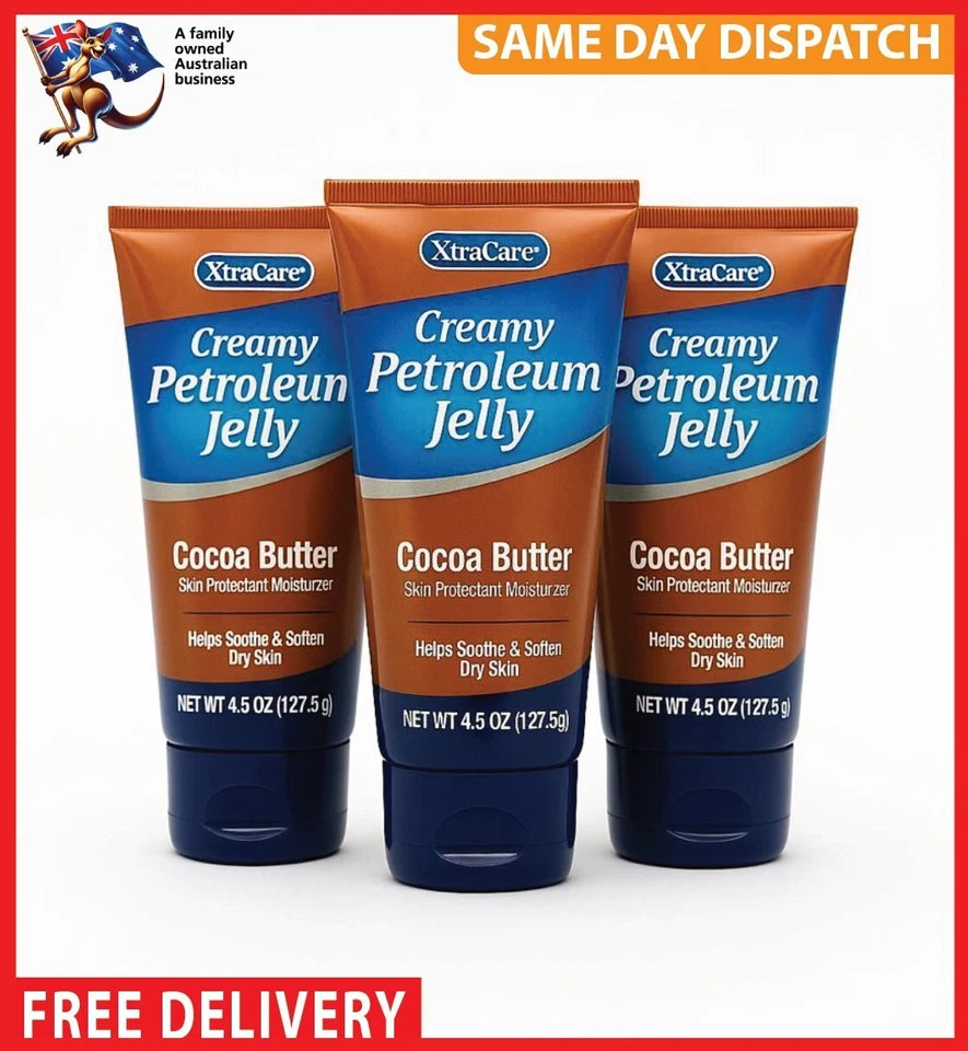 3 Pack XtraCare Creamy Petroleum Jelly Cocoa Butter - Moisturizer for Dry Skin - Bella Home Decor
