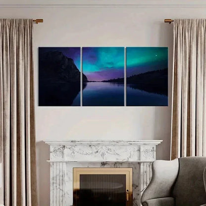 3pcs Vibrant Northern Lights & Serene Landscapes Wall Art Canvas Unframed - High Quality Print 100% Australian Made Wall Canvas