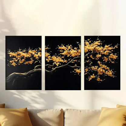 3pcs  Painting of a Tree with Yellow Flowers  Wall Art Set Canvas Framed 40x60cm - High Quality Print 100% Australian Made Wall Canvas Ready to Hang - Bella Home Decor