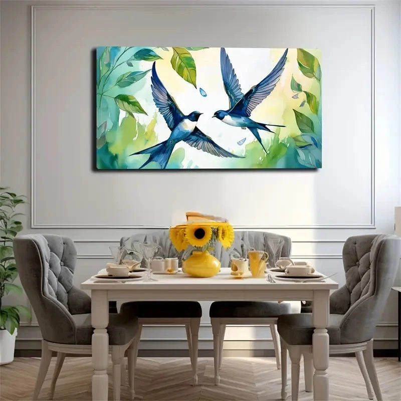 Lively Birds Flying Popular Wall Art Canvas Office Home Room Framed 120x60cm