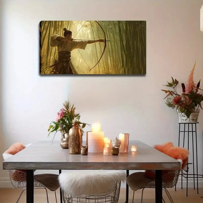 Traditional Archer In Bamboo Wall Art Canvas Office Home Room Framed 120x60cm