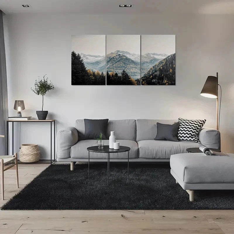 3pcs Scenic Mountain Nature Snowy Metal Print Ready to Hang Art - Bella Home Decor